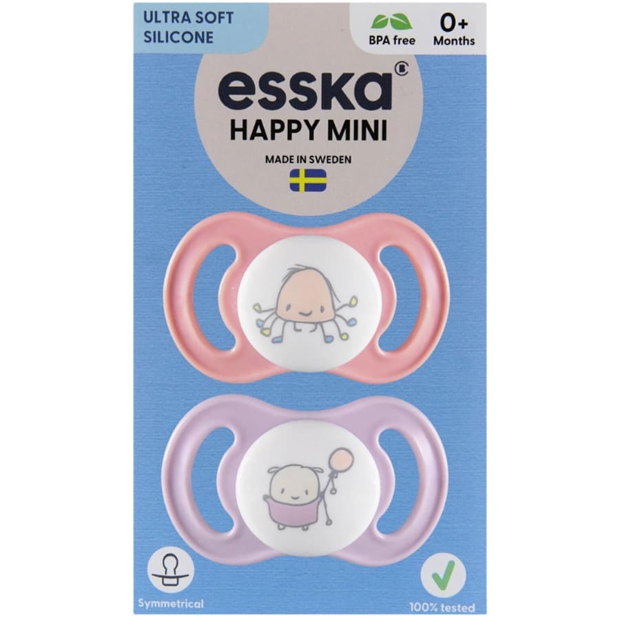 ESSKA Happy Mini 0+m Silikon Rosa 2-pack Esska