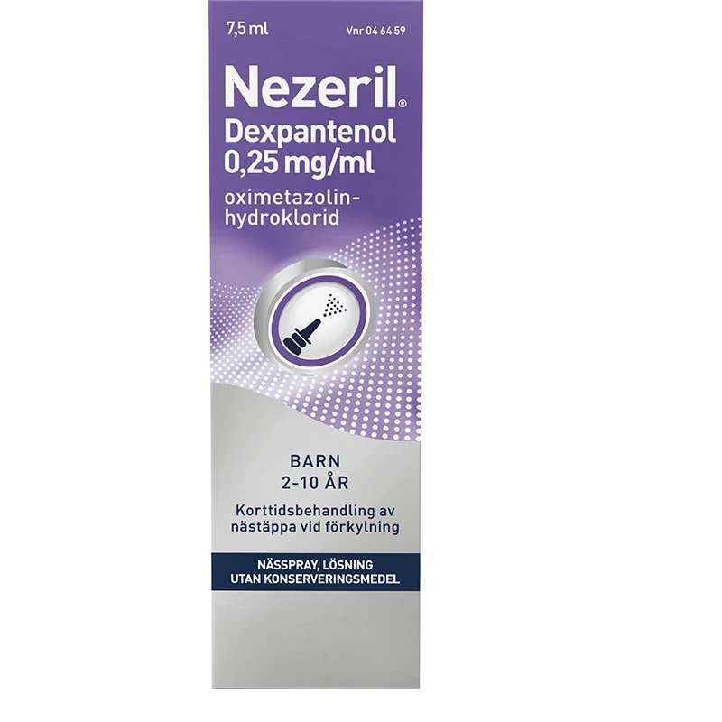 Nezeril Dexpantenol Nässpray, lösning 0,25mg/ml, 7,5ml Nezeril