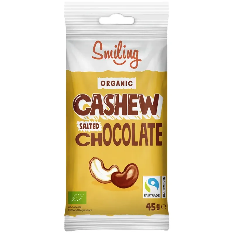 Smiling Cashewnötter Salt Ljus Choklad 45 g Smiling