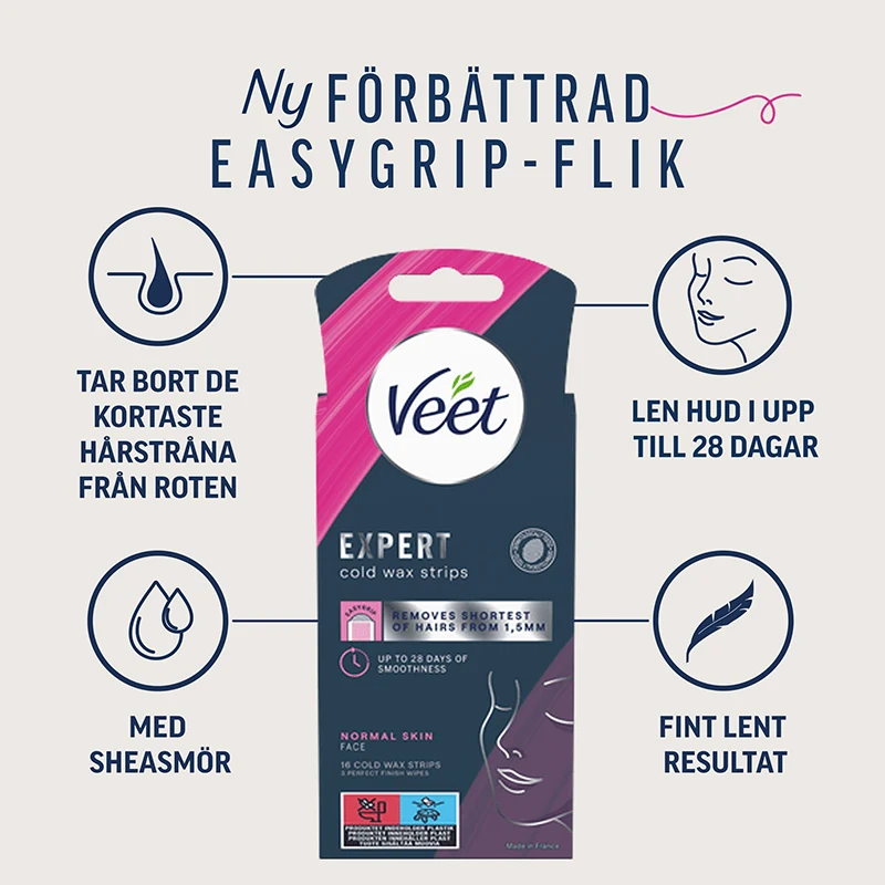Veet Expert Cold Wax Strips Normal Skin Face 16 pcs Veet