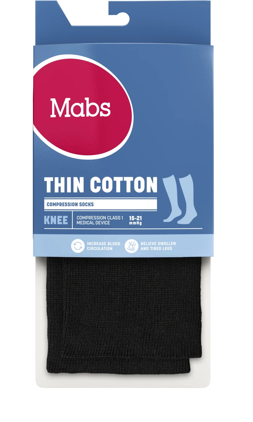 Mabs Thin Cotton Knee Black 1 par L Mabs