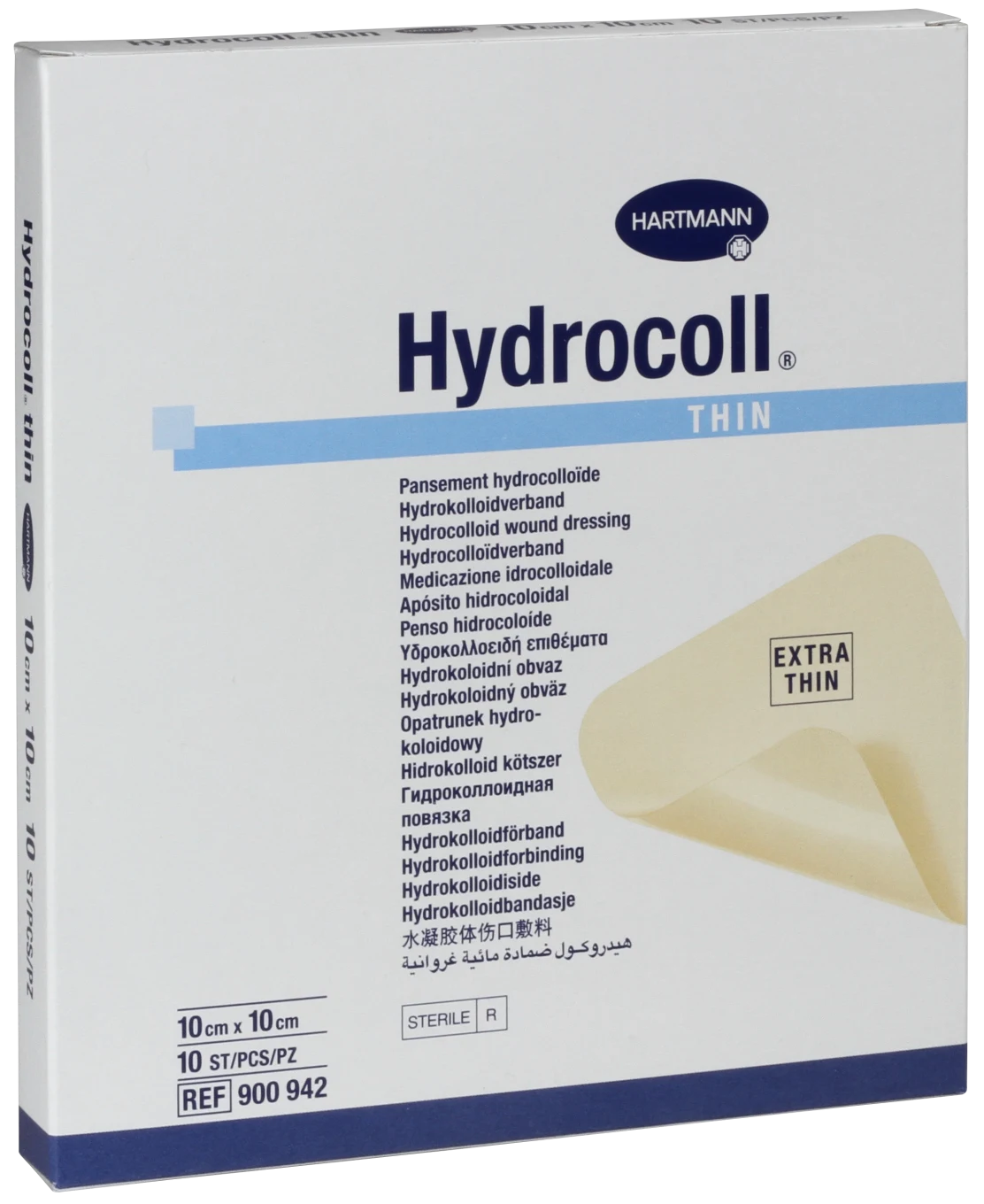 Hydrocoll thin hydroactivt bandage som binder sårexudat 10x10 cm 10styck Hydrocoll