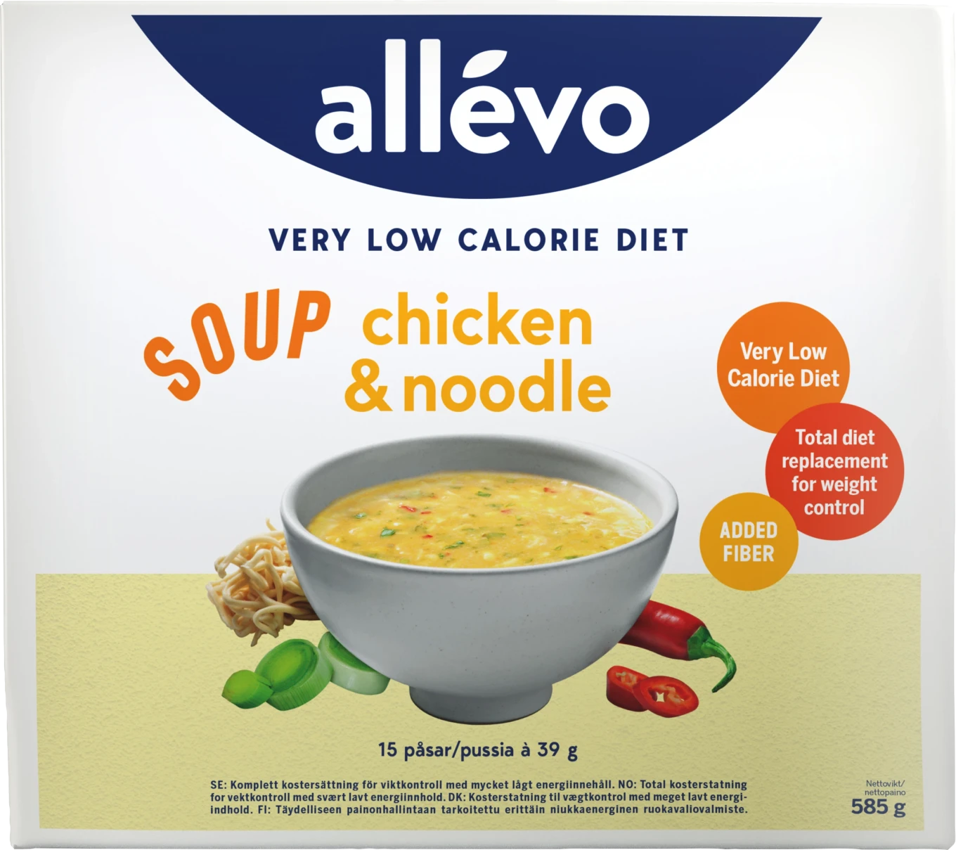 Allévo VLCD Soup Chicken & Noodle 15 portioner Allévo