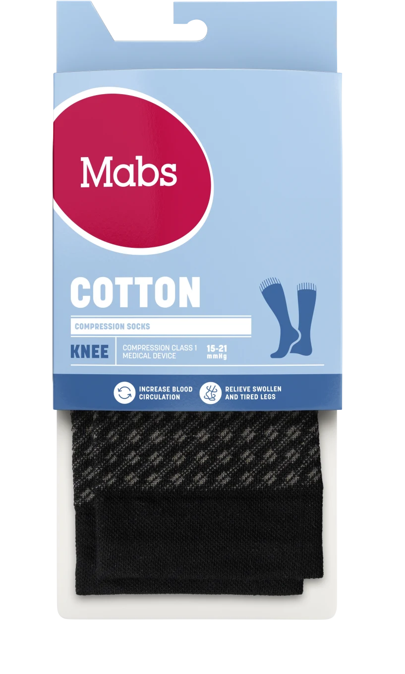 Mabs Cotton Knee Black/Grey 1 par XL Mabs
