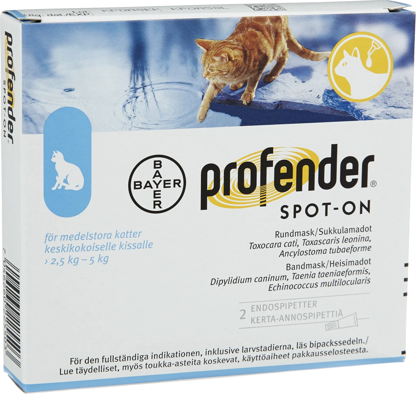 Profender Spot-on, lösning i endosbehållare 15mg/60mg Pipetter i blisterförpackning, 2st (2x0,70ml) 