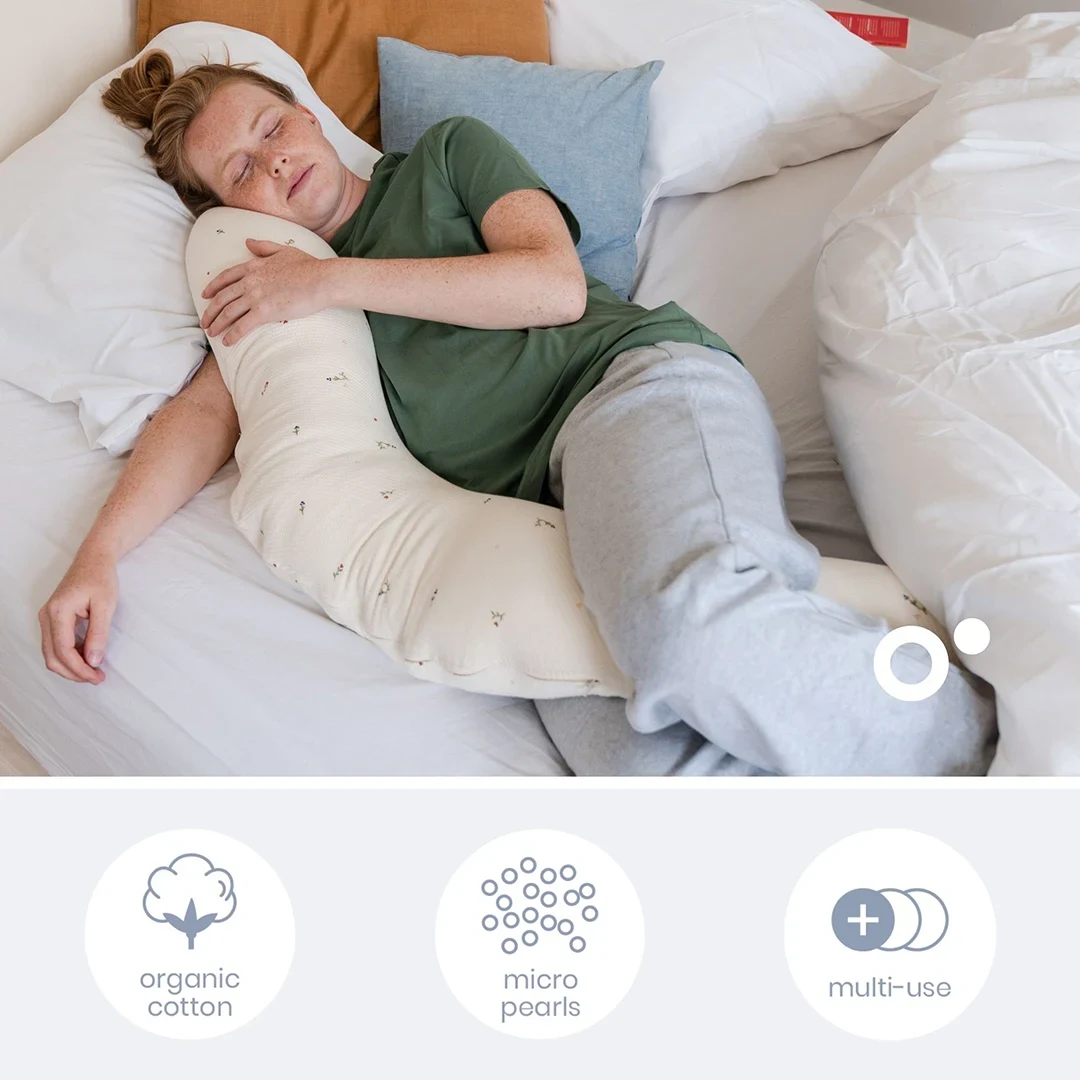 Doomoo Amnings-gravidkudde 2-i-1 Quilt Creme Blomma Doomoo