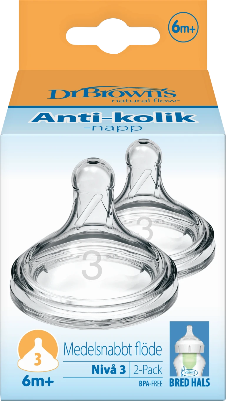 Dr Brown's Opt+ WideNeck Silikon Dinapp Strl 3 2st Dr Browns