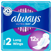 Always Ultra Day Bindor Long Stl 2 Med Vingar 12 St