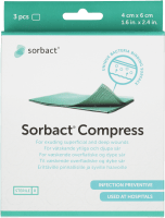 Sorbact Compress sårkompresser 3 st 4 x 6 cm