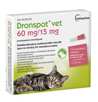 Dronspot vet Spot-on, lösning 60mg/15mg Pipett i blisterförpackning, 2st (2x0,70ml)