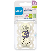 MAM Original Napp Night 0-6 mån Silikon Neutral 2-pack