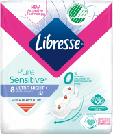 Libresse Pure Sensitive Ultra Night Wing 8-pack