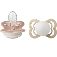 BIBS Supreme Silicone Blush Glow/Vanilla Glow 2-pack Size 1