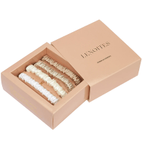 Lenoites Mulberry Silk Skinny Scrunchies White, Cream White, Beige, Light Brown