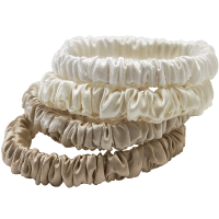 Lenoites Mulberry Silk Skinny Scrunchies White, Cream White, Beige, Light Brown