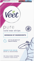 Veet Pure Cold Wax Strips Sensitive Skin Bikini & Underarm 16 pcs