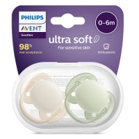 Philips Avent Ultra Soft Napp 0-6 mån Grön/Beige 2-pack