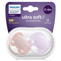 Philips Avent Ultra Soft Napp 0-6 mån Rosa/Lila 2-pack
