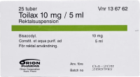 Toilax rektalsuspension 10 mg/5 ml tub 25 x 5 ml