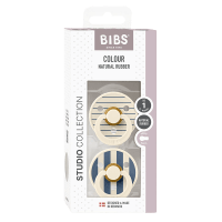 BIBS Pacifier Studio Colour Pin Latex Size 1 Ivory Steel Blue Mix 2-pack