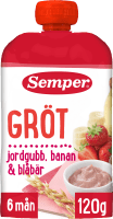 Semper Ätklar Gröt Jordgubb & Banan Klämpåse från 6 mån 120 g