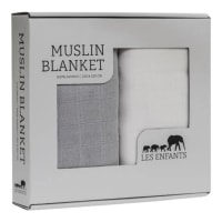 Les Enfants Muslin Blanket 2-pack Grå/Vit