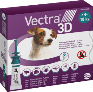 Vectra 3D för hund 4-10 kg Spot-on lösning Pipett, 3st (3x1,6ml)