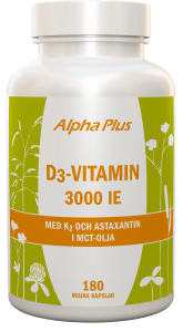 Alpha Plus D3-Vitamin 3000 IE med K2 180 kapslar