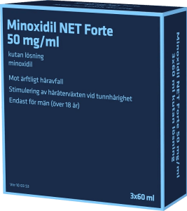 Minoxidil NET Forte Kutan lösning 50mg/ml Flaska, 3x60ml