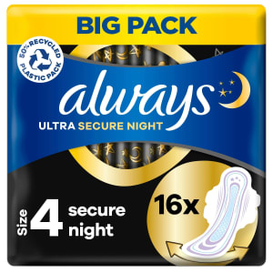 Always Ultra Secure Night Stl 4 Bindor Med Vingar 16 st