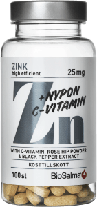 BioSalma Zink + C-vitamin & Nypon 100 st tabletter