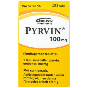 Pyrvin 100 mg behandling mot springmask 20 tabletter