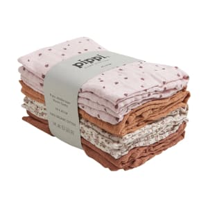 Pippi Organic Cloth Muslin Mocha Mousse 8-pack