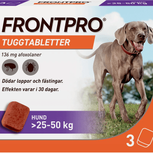 FRONTPRO 136 mg tuggtabletter för hund >25-50 kg 3 st