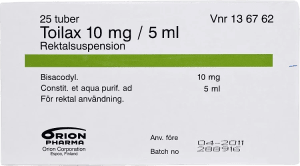 Toilax rektalsuspension 10 mg/5 ml tub 25 x 5 ml