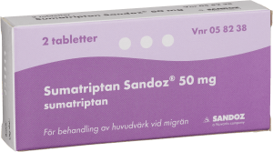 Sumatriptan Sandoz filmdragerad tablett 50 mg 2 st