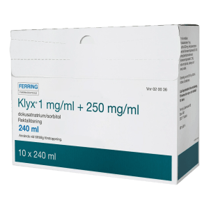 Klyx rektallösning 1 mg/ml + 250 mg/ml 10 x 240 ml