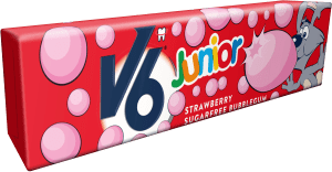 V6 Junior Strawberry tuggummi