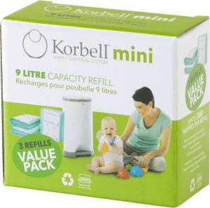 Korbell MINI Refill till blöjhink 9 liter 3-pack