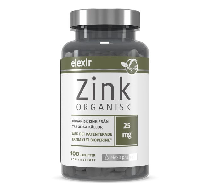 Elexir Organisk Zink 25 mg 100 tabletter Elexir Pharma