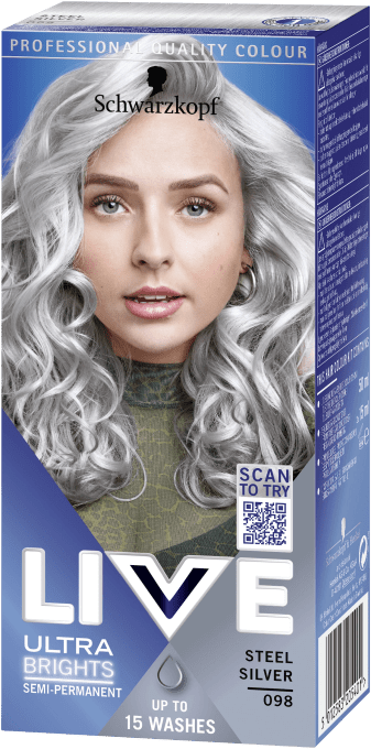 Schwarzkopf Live Ultra Brights or Pastel Hårfärg 098 Silver Steel Schwarzkopf