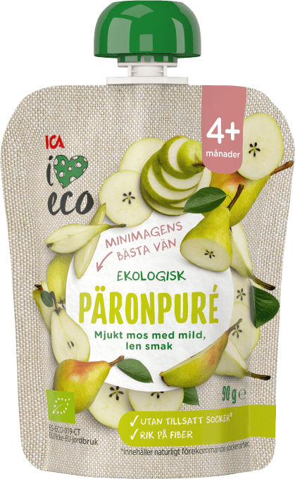 ICA I Love Eco Päronpuré 90 g ICA I Love Eco