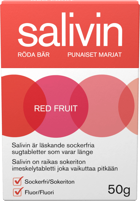 Salivin Red Fruit Sugtablett vid muntorrhet 50 g Salivin