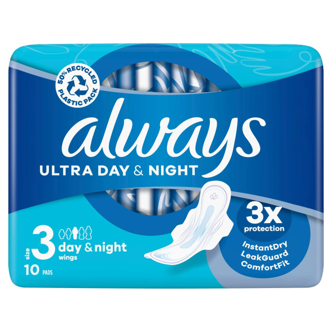 Always Ultra Day & Night Bindor Stl 3 Med Vingar 10 st Always