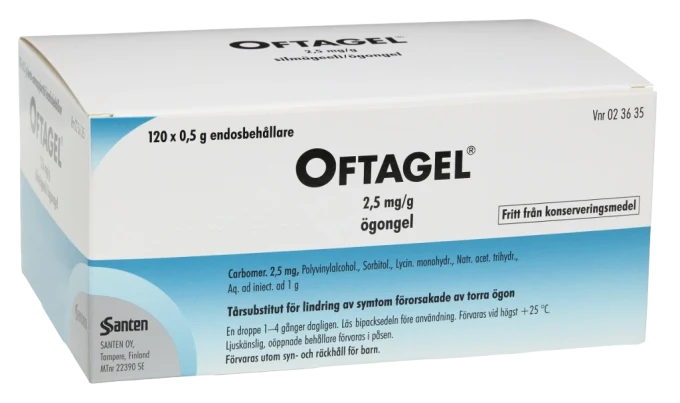 Oftagel ögongel i endosbehållare 2,5 mg/g 120 st Oftagel