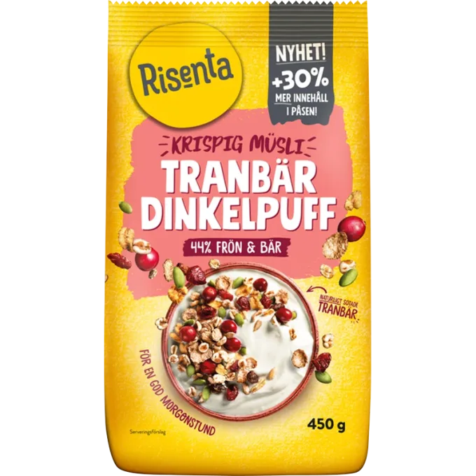 Risenta Krispig Müsli Tranbär Dinkelpuff 450 g Risenta