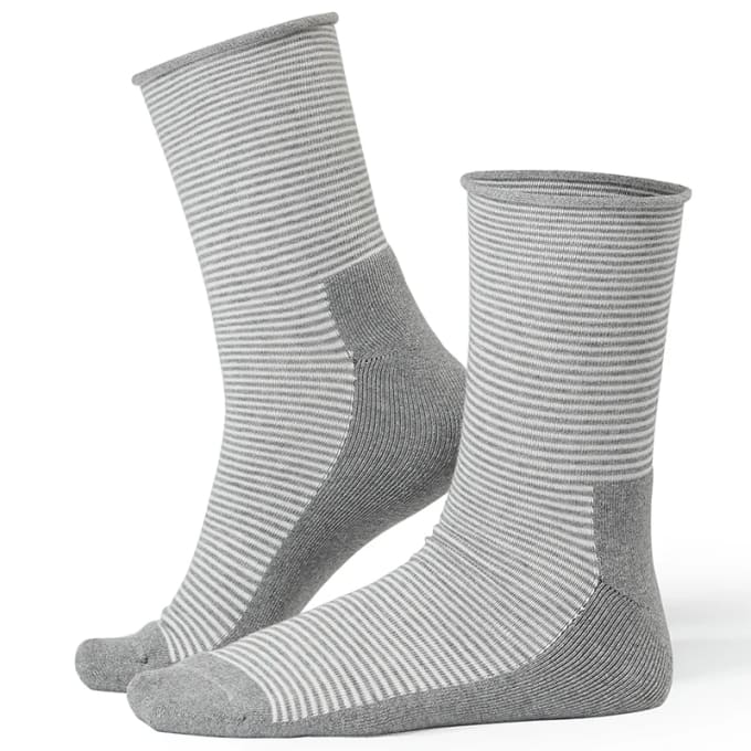 Life Wear Diabetesstrumpa Bomull Grå Rand 43/45 Life Wear