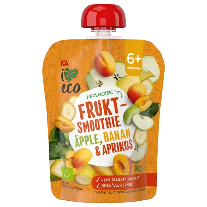 ICA I Love Eco Fruktsmoothie Äpple Banan Aprikos 90 g ICA I Love Eco