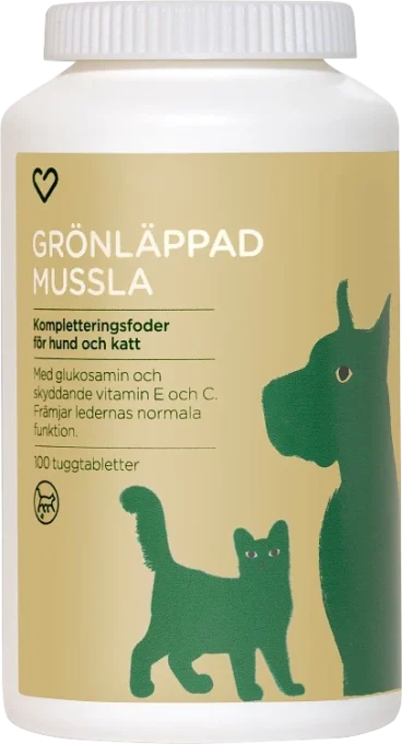 Hjärtats Grönläppad mussla för hund och katt 100 tabletter Hjärtats