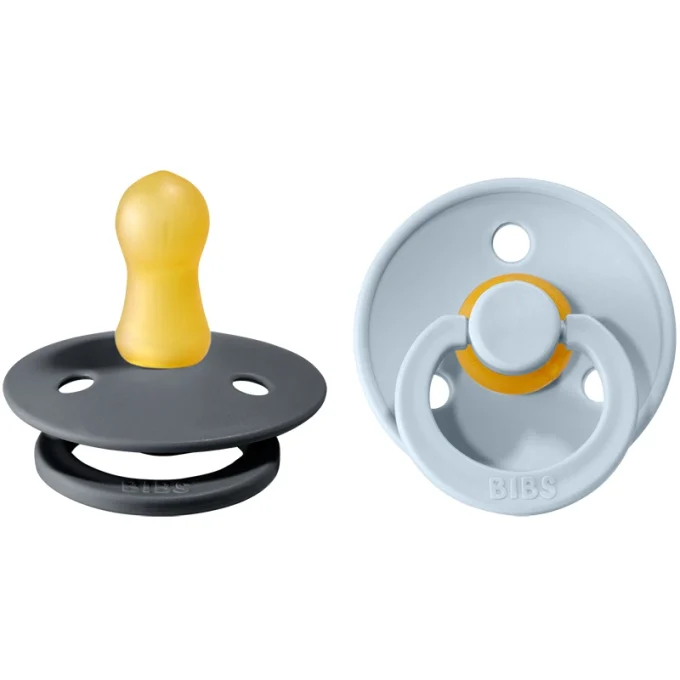 BIBS Colour Latex Size 1 Iron/Baby Blue 2-pack Bibs